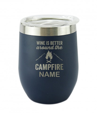 Campfire Blue Wine Personalised Vacuum Insulated Stainless Steel Tumbler with Lid
